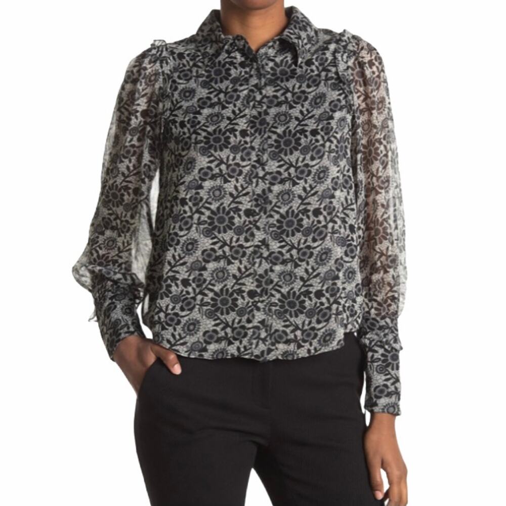 Walter Baker Jeny Ruffle Trimmed Georgette Blouse